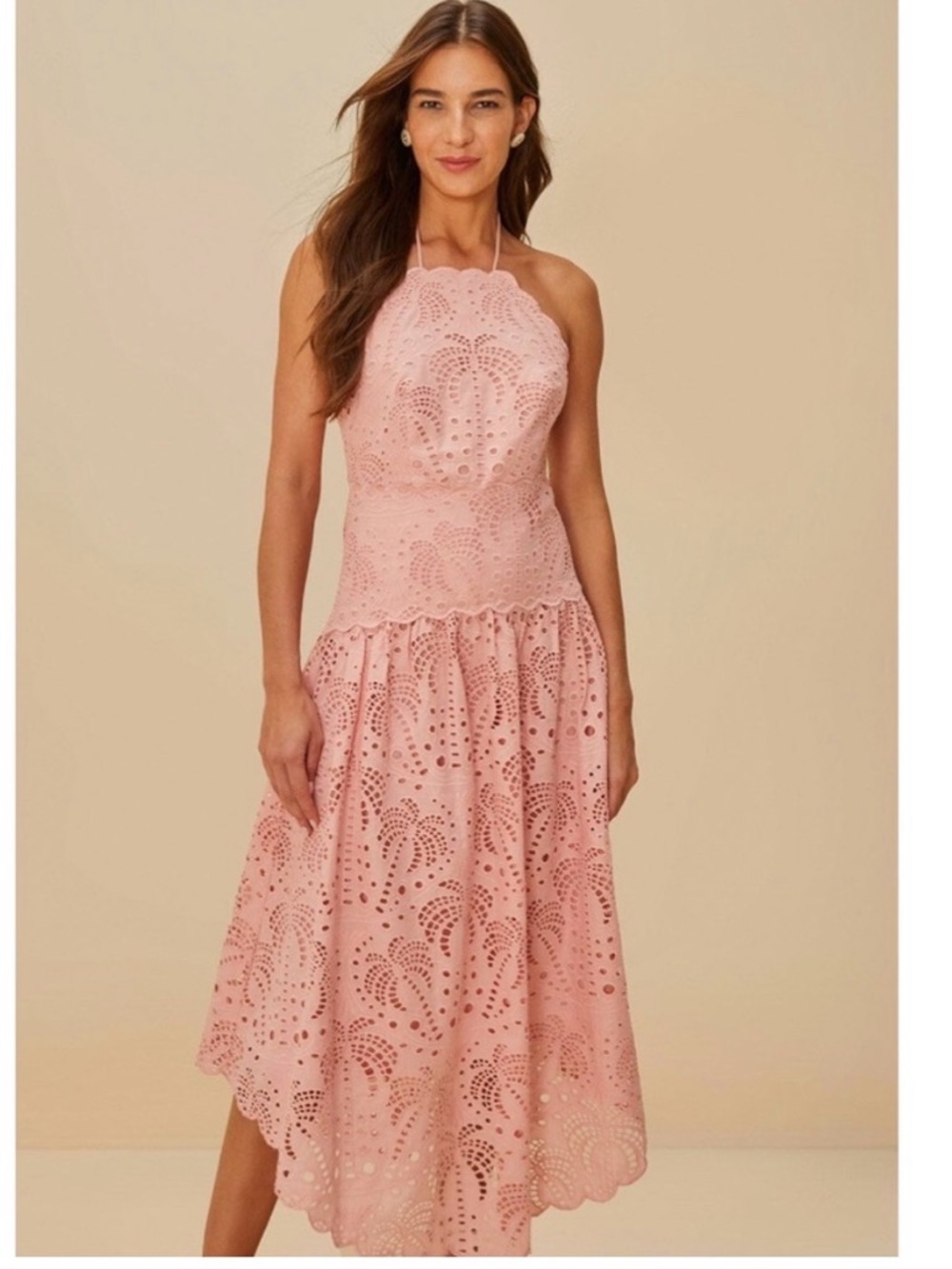 Farm Rio eyelet embroidered midi dress